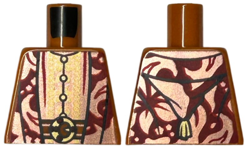 Lego Torso Harry Potter Robe, Copper and Dark Red with Gold Belt, Buttons and Trim Pattern / Dark Orange