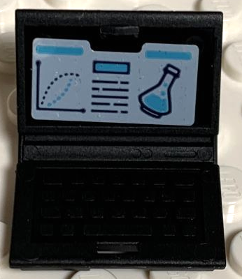 Lego Minifigure, Utensil Computer Laptop with Graph, Lines and Erlenmeyer Flask Pattern (Sticker) - Set 75939