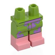 Lego Hips with Lime Legs and Warm Pink Boots Pattern with Lavender Flowers Print