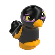 Lego Animal, Bird, Feet Joined, Orange Beak, Feet, Yellow Eyes with Dark Purple Circles Print / Black