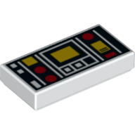 Lego Tile 1 x 2 with Red and Yellow Control Panel Print (Reissue)