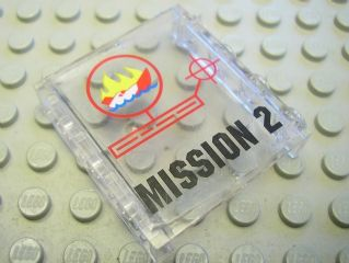 Lego Panel 1 x 4 x 3 - Hollow Studs with 'MISSION 2' Pattern (Sticker) - Set 7047