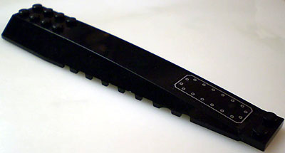 Lego Wedge 16 x 4 Triple Curved with Reinforcements with White Rectangle and Bolts Pattern (Sticker) - Set 7780