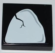 Lego Tile 2 x 2 with Cracked Tooth / Stone Pattern (Sticker) - Set 2520 / Black