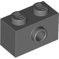 Lego Brick Special 1 x 2 with 1 Center Stud on 1 Side, Bottom Stud Holder / Dark Bluish Gray