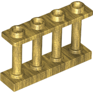 Lego Fence Spindled 1 x 4 x 2 [4 Top Studs] / Pearl Gold