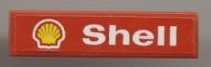 Lego Tile 1 x 4 with Shell Logo and White 'Shell' Pattern (Sticker) - Set 1253-1