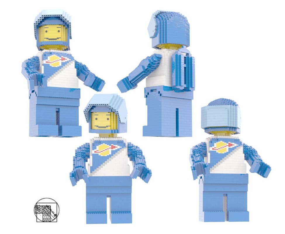 Lego Maxi Figure blue and white space man with metaldetector