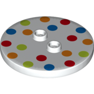 Lego Plate Special Round 4 x 4 with 2 Studs and Polka Dot Print