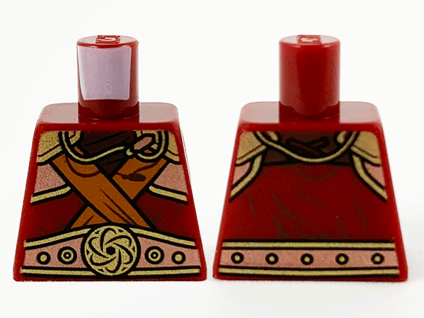Lego Torso Gold and Copper Armor, Belt and Dark Orange Crossbelts Pattern / Dark Red