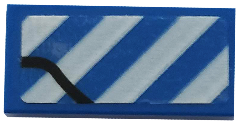 Lego Tile 1 x 2 with Black Line and White Danger Stripes Pattern Model Left Side (Sticker) - Set 76125