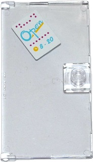 Lego Door 1 x 4 x 6 with Stud Handle with 'Open 8-20' Sign with Clock and Magenta Dots Pattern (Sticker) - Set 41093