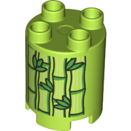 Lego Duplo Brick Round 2 x 2 x 2 with Bamboo and Leaves Print