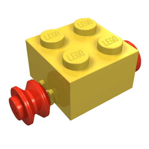 Lego Brick Special 2 x 2 [Red Wheels for Single Tyre] / Yellow