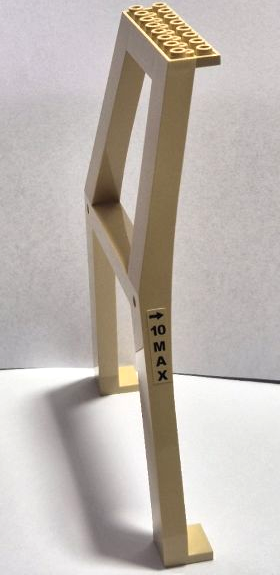 Lego Support Crane Stand Double - No Studs on Cross-Brace with Black Arrow and '10 MAX' Pattern on Right Side (Sticker) – Set 7637