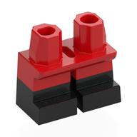 Lego Legs Short with Black Feet Pattern [Plain] / Red