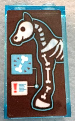 Lego Panel 1 x 2 x 3 with Side Supports - Hollow Studs with Zebra X-Ray with Broken Bone on Reddish Brown Background Pattern (Sticker) - Set 41717