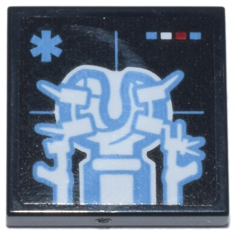 Lego Tile 2 x 2 with Medium Blue and White X-Ray of Hand with Pins and Wires Pattern (Sticker) - Set 76218