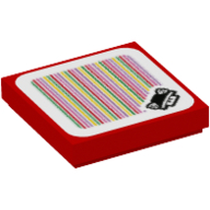 Lego Tile 2 x 2 with Para-Beetle and Barcode Print (Sticker) / Red
