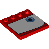 Lego Plate Special 4 x 4, Studs on One Edge with Eye on White Background Print Left / Red