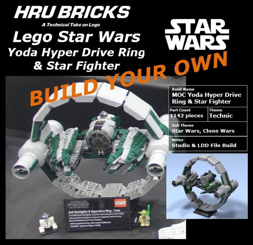 Lego MOC Lego Star Wars Yoda Hyper Drive Ring & Star Fighter Clone Wars