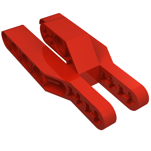 Lego Technic Beam 3 x 7 x 2 Fork 3 Fingers / Red