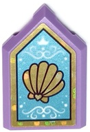 Lego Tile, Modified 2 x 3 Pentagonal with Gold Holographic Frame and Shell, White Crown and Filigree on Medium Blue Background Pattern (Sticker) - Set 43193