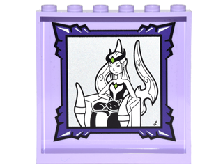 Lego Panel 1 x 6 x 5 with Portrait of Elves Ragana and Cat Jynx in Dark Purple Frame on Inside Pattern (Sticker) - Set 41180