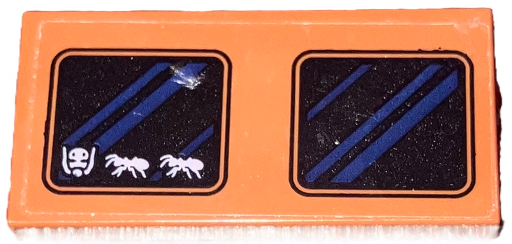 Lego Tile 2 x 4 with Black Windows with Dark Blue Reflections and White Ants Pattern (Sticker) - Set 76192
