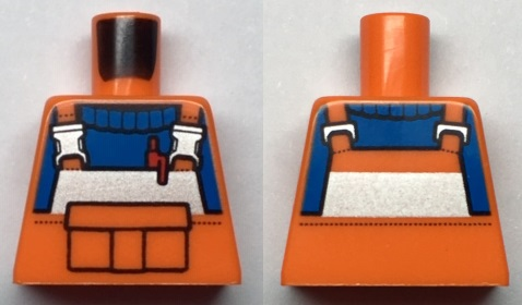 Lego Torso Construction with Reflective Stripe and Buckles, Front Pouch and Red Pen, Blue Shirt Pattern / Orange