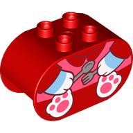 Lego Duplo Brick 2 x 4 x 2 Rounded Ends with Cat Body, Knife and Fork Print