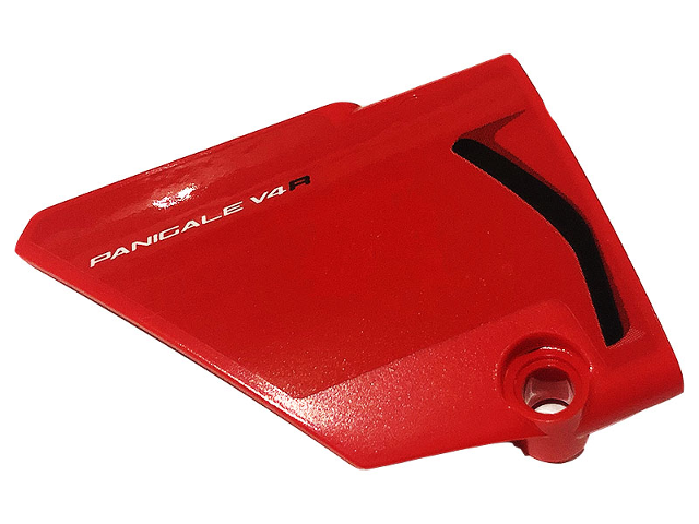 Lego Technic, Panel Fairing #13 Large Short Smooth, Side A with 'PANIGALE V4R' and Black Air Intake Pattern (Sticker) - Set 42107 / Red