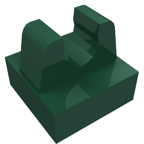 Lego Tile Special 1 x 1 with Clip with Rounded Tips / Dark Green