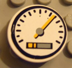 Lego Tile, Round 2 x 2 with Speedometer Pattern (Sticker) - Set 8448 / White
