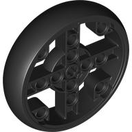Lego Wheel with 4 Spokes with 2 Holes, 4 Inserts and Black Integral Tire / Black