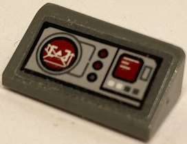 Lego Slope 30 1 x 2 x 2/3 with Light Bluish Gray and Dark Red Control Panel with A-wing Flight Mode, Buttons, and Screen Pattern (Sticker) - Set 75175