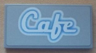 Lego Tile 2 x 4 with White 'Cafe' Script Pattern (Sticker) - Set 8487