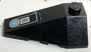 Lego Wedge 4 x 2 Triple Left with Ultrasonic Circle with Silver Grille and Medium Azure Outline Pattern (Sticker) - Set 70171