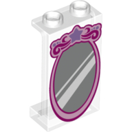 Lego Panel 1 x 2 x 3 with Side Supports - Pink Outline Mirror - Hollow Studs / Trans-Clear