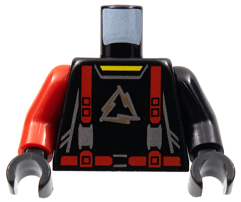 Lego Torso Alpha Team Arctic Logo, Black Shirt and Red Straps Pattern / Black Arm Left / Red Arm Right / Black Hands