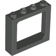 Lego Window 1 x 4 x 3 Train with Shutter Holes and Solid Studs on Ends / Dark Gray