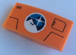 Lego Slope, Curved 4 x 2 with Arctic Explorers Logo and Door Hatch Pattern Model Left Side (Sticker) - Set 60192 / Orange