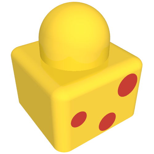 Lego Primo Brick 1 x 1 with Three Red Dots and Duplo Logo Print
