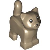 Lego Animal, Cat, Kitten, Short Tail, Black Eyes and Nose Print / Dark Tan