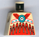 Lego Torso Western Indians Red on Bottom and Fringe Pattern / Tan