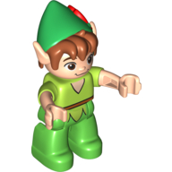 Lego Duplo Figure with Bright Green Hat and Legs, and Light Nougat Face and Arms (Peter Pan)