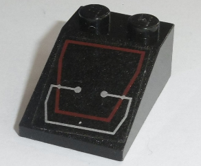 Lego Slope 33 3 x 2 with Silver Circuitry in Red Trapezoid Outline Pattern (Sticker) - Set 7702