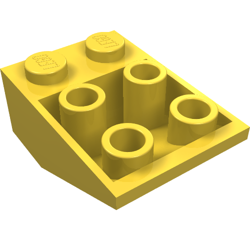 Lego Brick Sloped Inverted 33° 3 x 2, No Connections between Studs, Ovoid Bottom Pin / Yellow