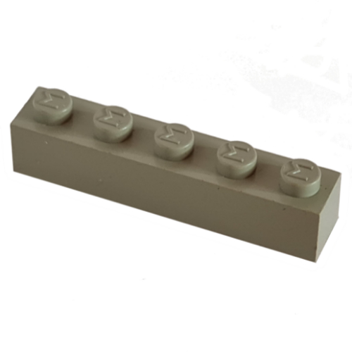Lego Modulex Brick 1 x 5 with M on Stud / Modulex Light Gray