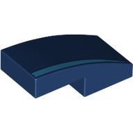 Lego Brick Curved 2 x 1 No Studs with Dark Azure Stripe Print / Dark Blue